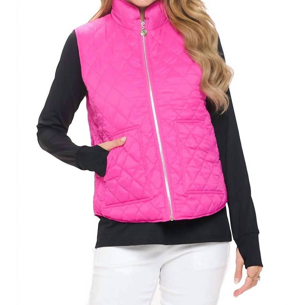 NEW ARYEH grace quilted vest in hot pink